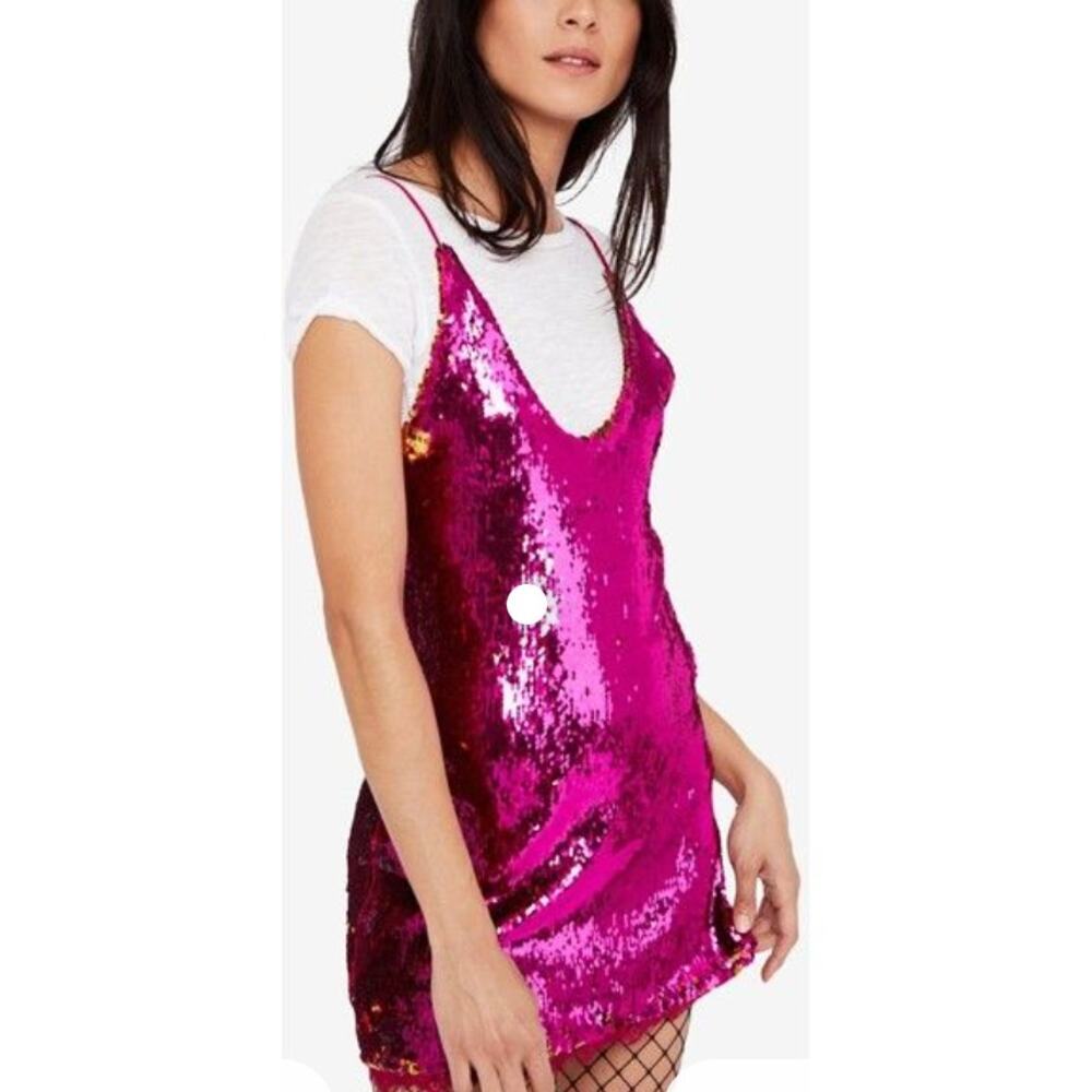 Free People Fuchsia Sequin Slip Dress